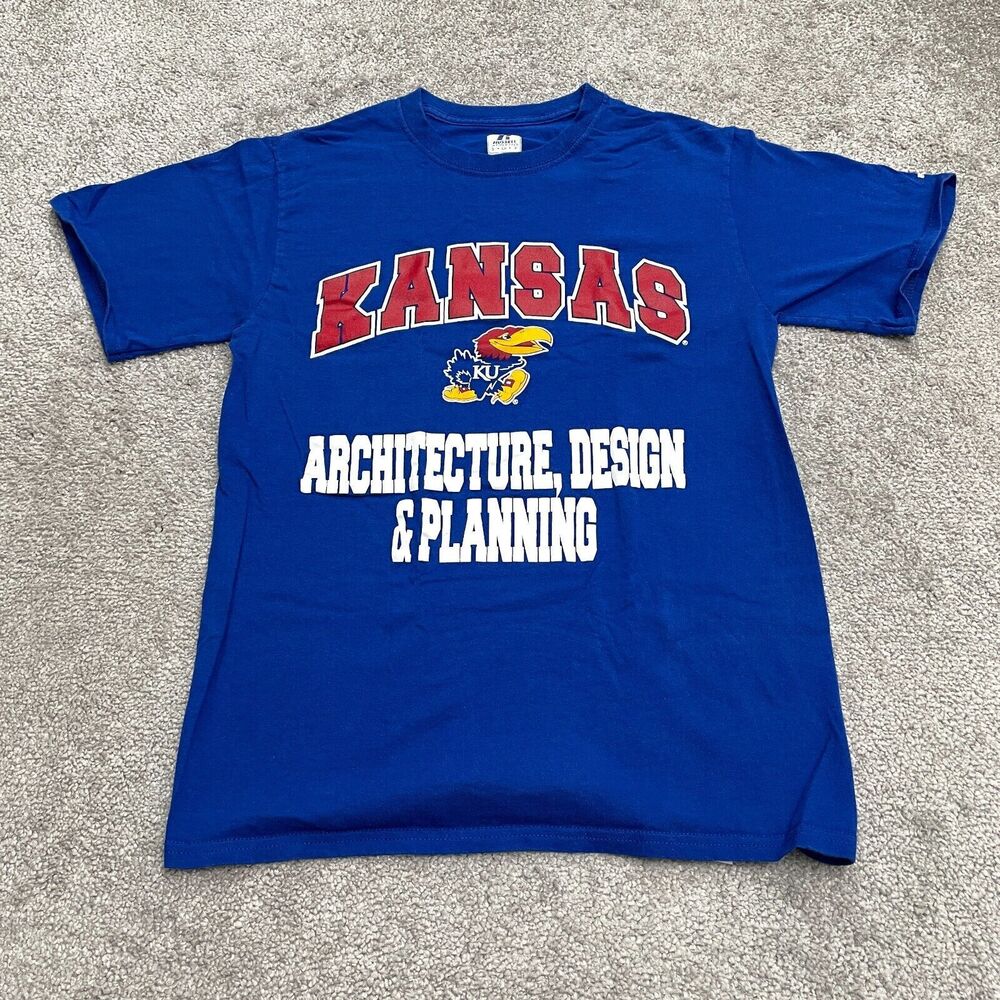 Russell Athletic Kansas University Graphic T-Shirt Mens Small Blue Crew Neck Tee
